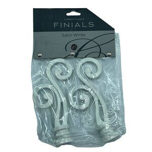 Cambria Finials Satin White End Curtain Rods Hold Backs